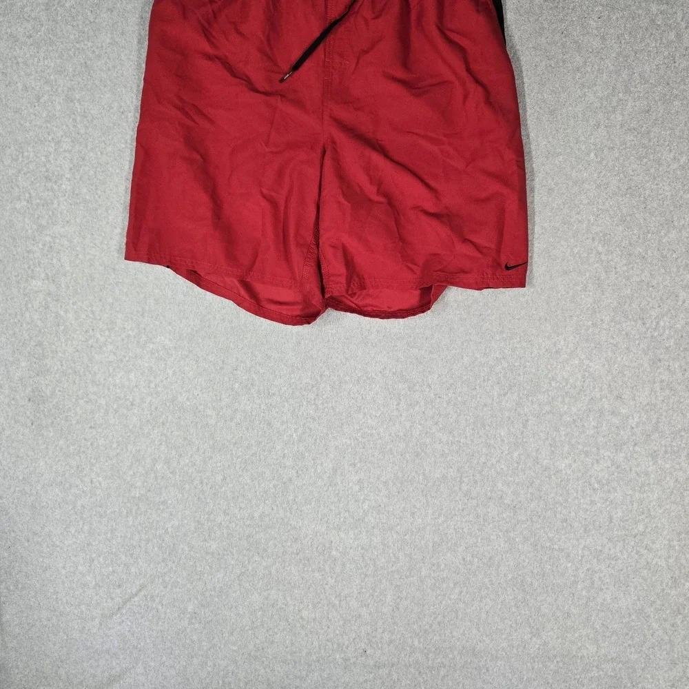 Nike Men Swimwear XXL Red Swim Trunks Logo Swoosh Embroidered